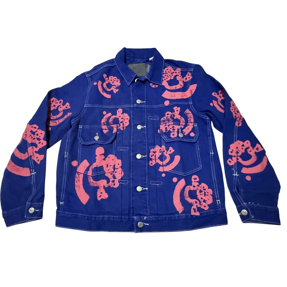 Denim Tears x Levi's x Bstroy Bright Blue Pink Denim Jacket Size Medium